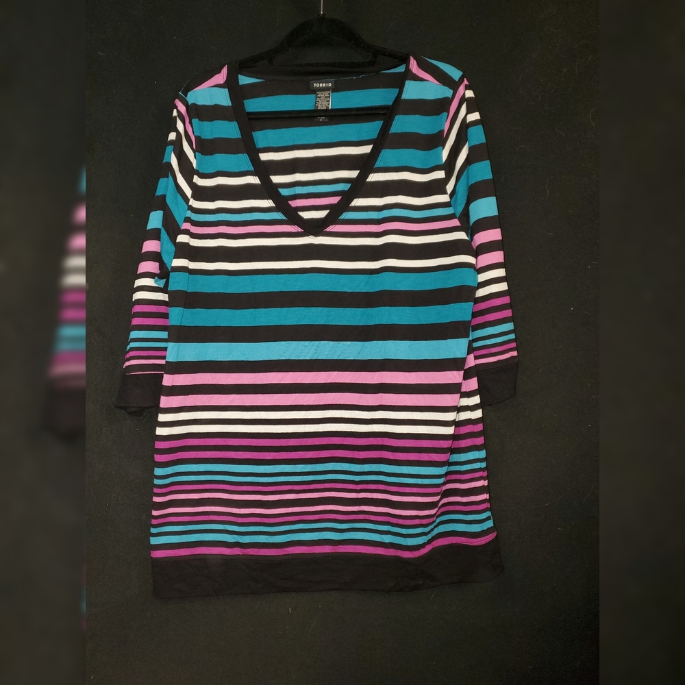Torrid Black and Blue Striped Top 3